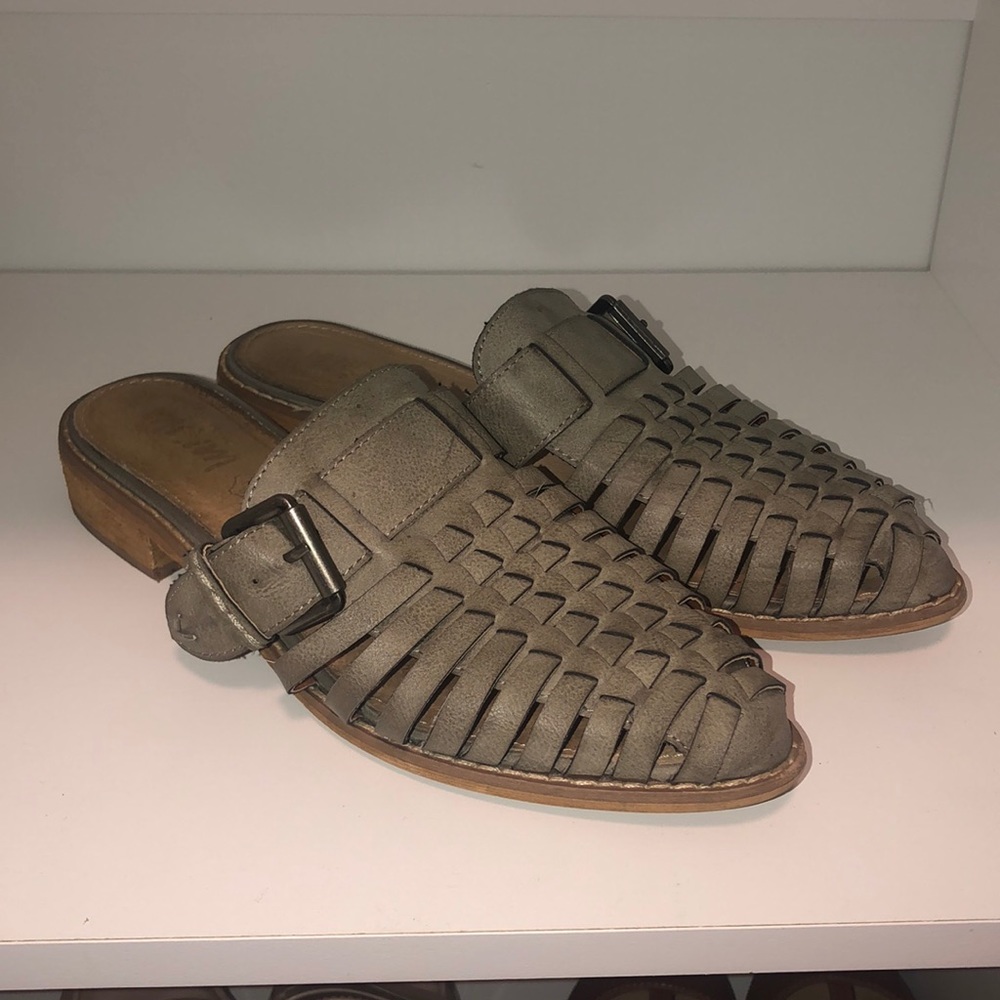 Faded green loafers